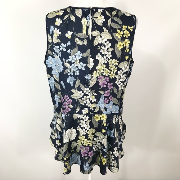 Vince Camuto Floral Botanical Sleeveless Peplum Top Size Large - Picture 2 of 5